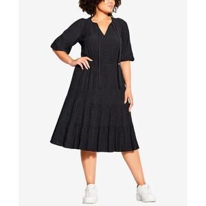 New City Chic Darling Puff Midi Dress in Black Women's Size XXL/24W